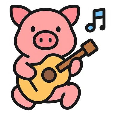 A pig playing music sticker