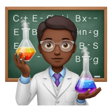 Three chemist: one organic chemist, one inorganic chemist and one theoretical chemist – each one with a typical item for their field of study (and not an erlenemeyer flask) sticker