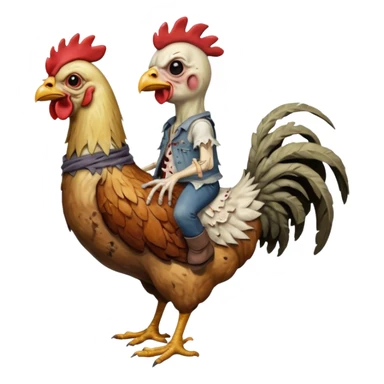 A chicken riding a zombie sticker