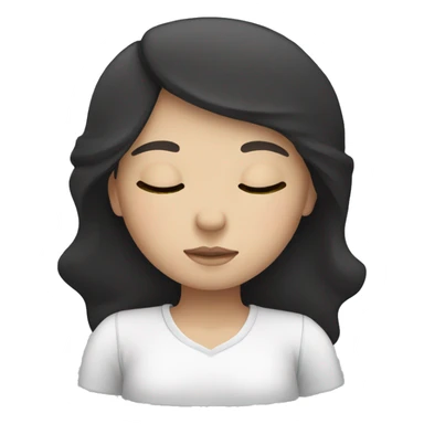 Brunette girl sleeping . The girl has a black hair and white skin  sticker