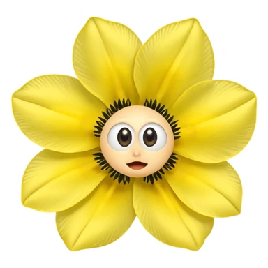 five leaved yellow anemone eyes mouth sticker