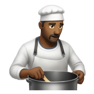 A man looking down at his pan sticker