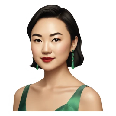 Jessica henwick with short bob Jade earrings cocktail dress sticker