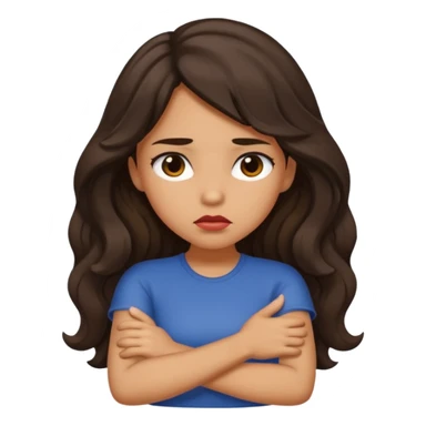 tan girl with dark, long, wavy hair crossing her arms and pouting sticker