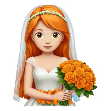 orange haired bride with bouqet sticker