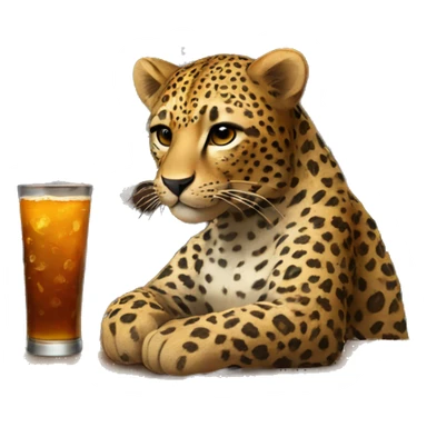 Leopard sitting at a bar sticker