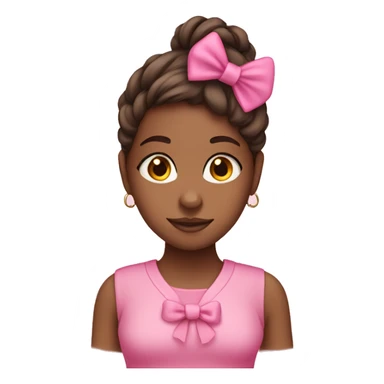 brown skin girl wearing pink  outfit with pink bow in her hair sticker