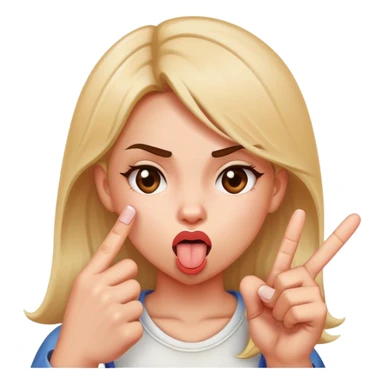 Girl sticking her tongue out with middle finger sticker
