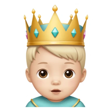 white asian baby wearing birthday crown sticker