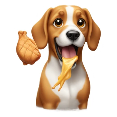 Doggie eating chicken  sticker