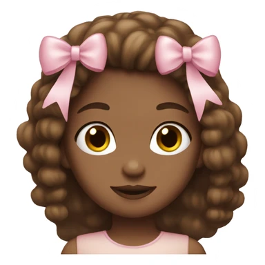 brown long haired girl with light pink bow in hair sticker
