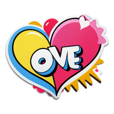 Pop art love sticker
