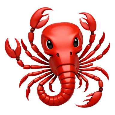 A 3D cartoon Scorpio zodiac sign in red, glossy texture, simple background, Memoji-style rendering. sticker