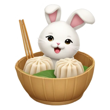 Dim sum with cute bunny sticker
