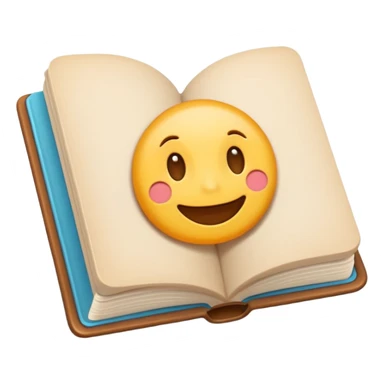 Cute cartoon-style emoji of an open book. Rounded shapes, soft shadows, glossy colorful texture, Telegram emoji style. sticker