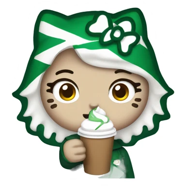 Hello kitty drinking starbucks sticker