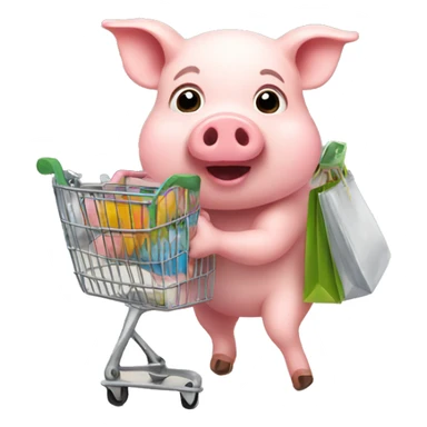 Pig going shopping  sticker
