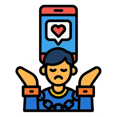 social media addiction icon, simple and modern sticker