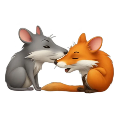 rat kissing fox sticker