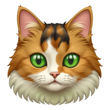 Fluffy diluted calico cat with green eyes sticker