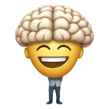 Laughing with a big brain sticker