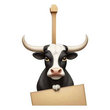 a bull holding a board at the top of his head indicating there there is a profit  sticker