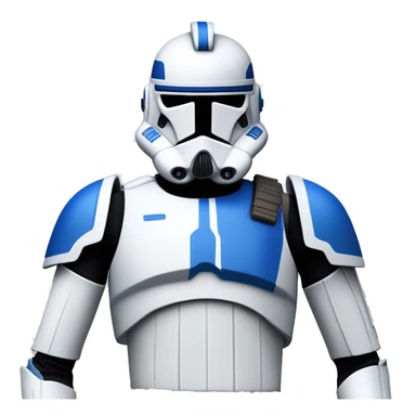 Clone trooper with a white face and blue marks on his armor to look like the 501st division. Also add some shoulder pads to give him the commander look.  sticker