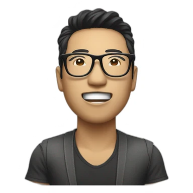 Vocalist with glasses and microphone asian sticker