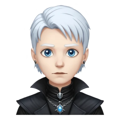 necromancer with black leather outfit white hair sticker