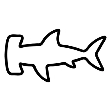 hammerhead shark, minimal black outline icon sticker