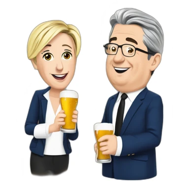 Marine Le Pen bois une bière avec Jean-Luc Melenchon sticker