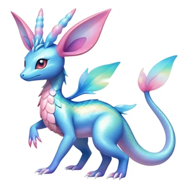 Colorful Shiny Exotic Amaura-Salandit-Aurorus-Sylveon-Fakémon-hybrid-creature (full body)  sticker