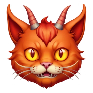 Evil red cat with horns and fire sticker
