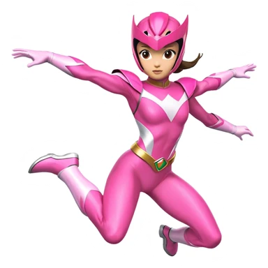 Pink power ranger girl supergero flying sticker
