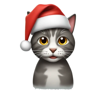 Christmas cat wearing a Santa hat sticker