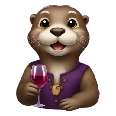 otter with wine sticker