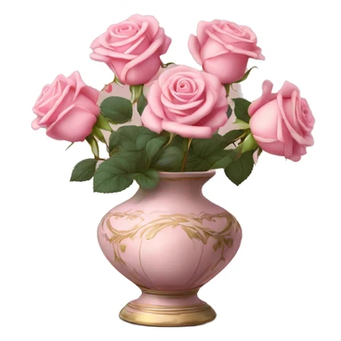 Pastell pink roses in a vintage vase sticker