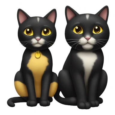 A black female cat with a yellow male cat playing sticker