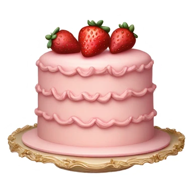 vintage rococo pale pink cake with strawberries sticker