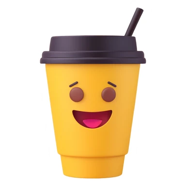 friendly smooth detailed to-go coffee cup 3D emoji style sticker