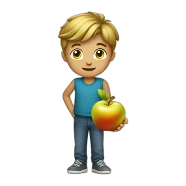 boy with golden apple sticker