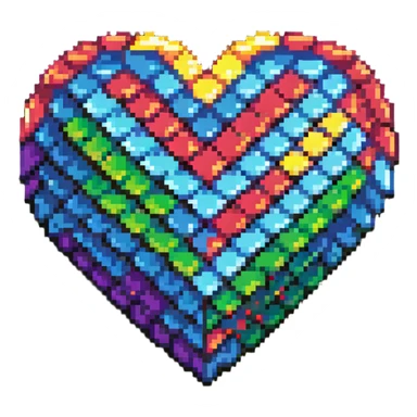 pixelated heart with rainbow colors sticker
