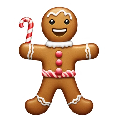 gingerbread man with candy cane  sticker