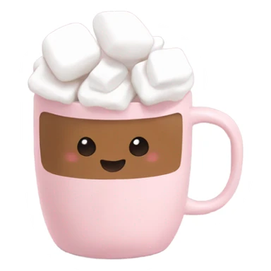 Light Pink mug of hot chocolate with marshmallows  sticker