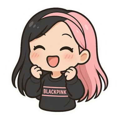 Blackpink inspired icon, pink and black, cute and expressive sticker