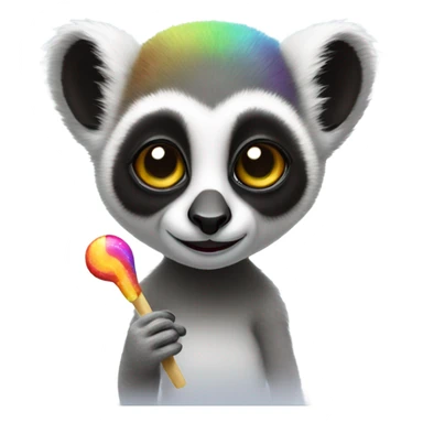 Lemur with a rainbow lollipop sticker