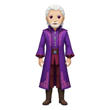 a white haired old man with purple eyes standing, full body, in Targaryen themed clothes, clothes are black and red themed sticker