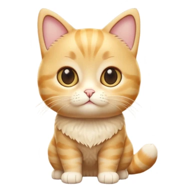 A 3D cartoon golden tabby Munchkin cat with short legs, wide eyes, and warm fur pattern, cinematic lighting, Memoji-style rendering.. full body or half body. sticker