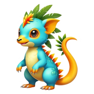 Cute cool fantasy tropical animal hybrid Fakemon full body sticker