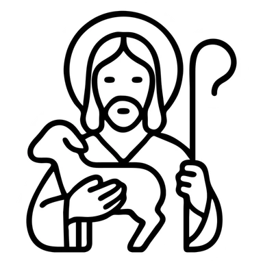 Jesus the Good Shepherd, outlined icon style sticker